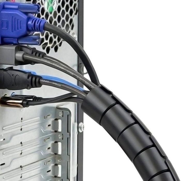 Aisens Organizador de Cable en Espiral 25mm Negro 1,0m
